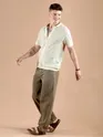 Cream Half-Sleeves Knitted Mens Shirt